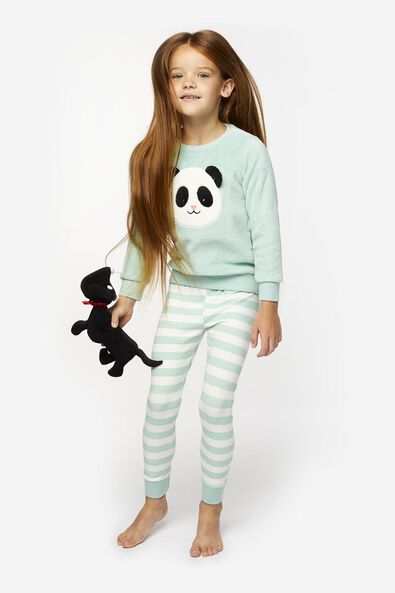 kinderpyjama fleece panda lichtgroen - 1000020517 - HEMA