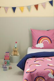 kinderdekbedovertrek - zacht katoen - 140 x 200 - roze regenbogen - 5740076 - HEMA