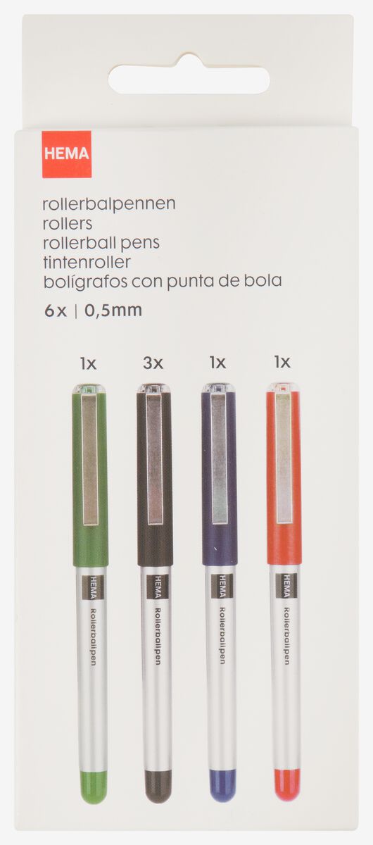 rollerbalpennen 0.5 mm - 6 stuks - 14401907 - HEMA
