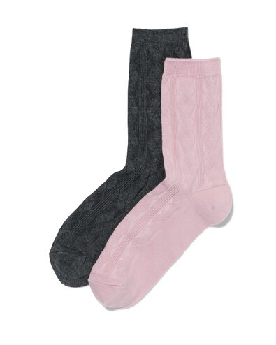 dames sokken met katoen - 2 paar donkerblauw 35/38 - 4270446 - HEMA