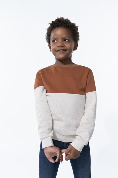 kinder sweater met kleurblokken bruin - 1000028944 - HEMA