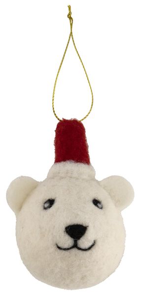 kersthanger van wol 10cm ijsbeer - 25110021 - HEMA