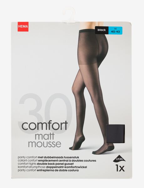 comfort panty matt-mousse 30 zwart - HEMA