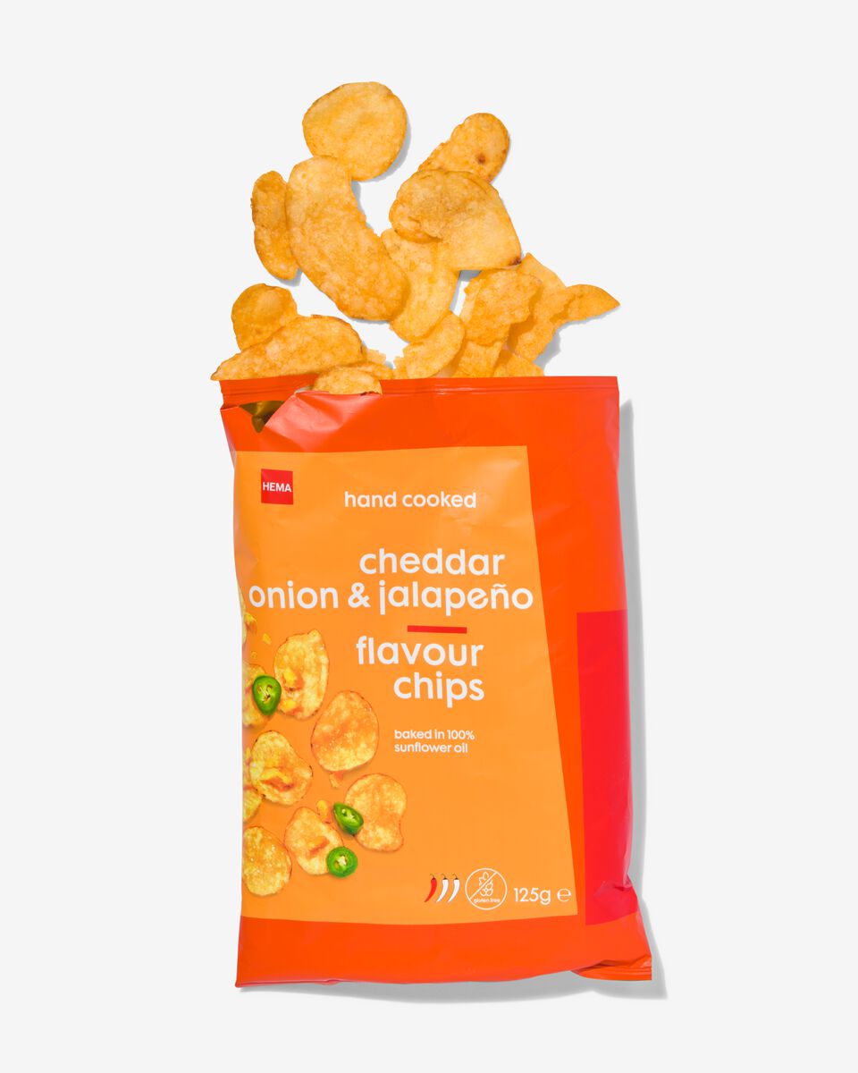 chips met cheddar, ui, jalapeno 125gram - 10675012 - HEMA
