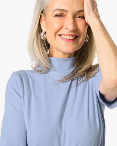 dames top Clara rib blauw blauw - 36221350BLUE - HEMA