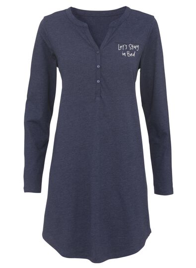 dames nachthemd katoen donkerblauw - 1000012246 - HEMA