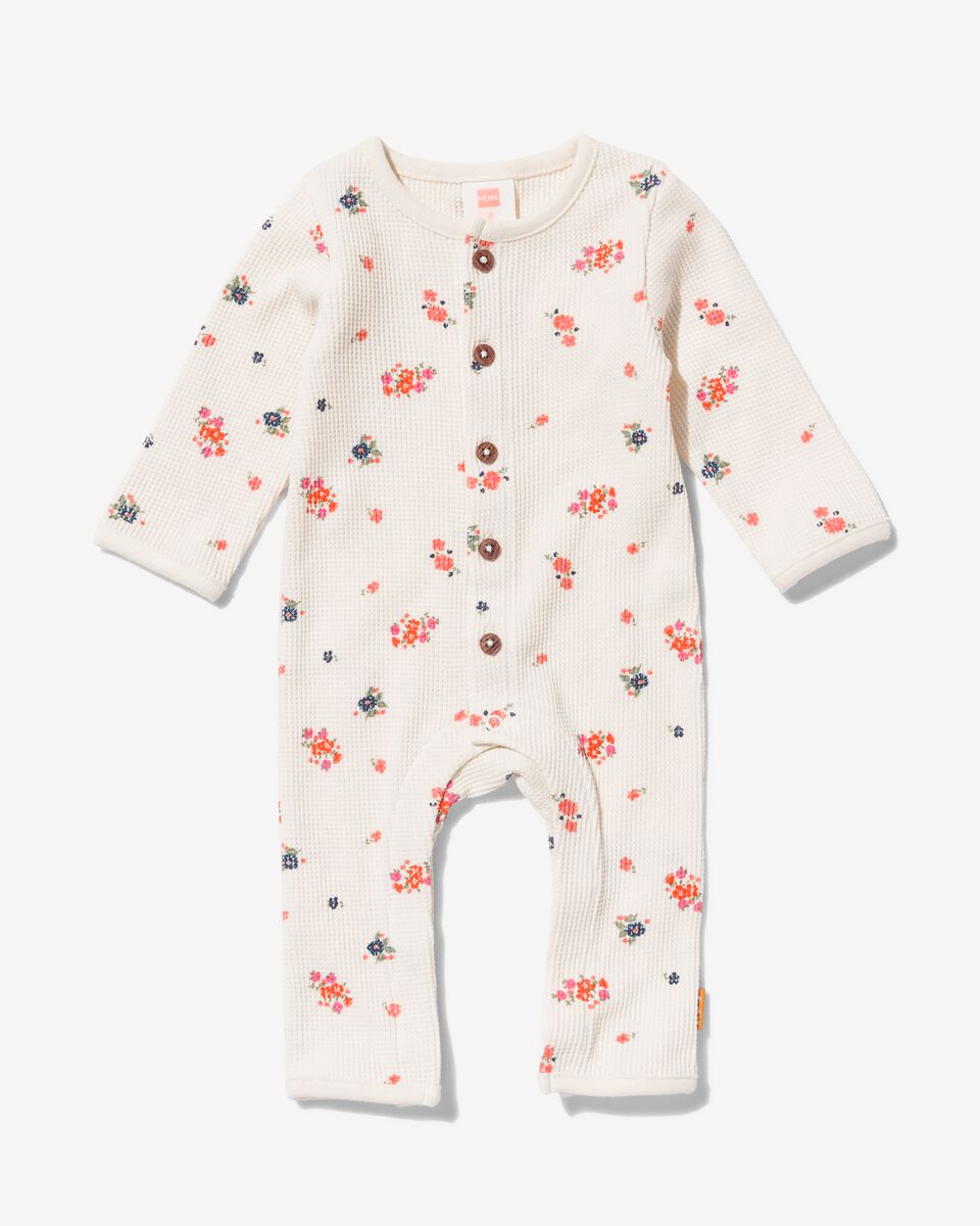newborn jumpsuit wafel bloemen - 1000029838 - HEMA