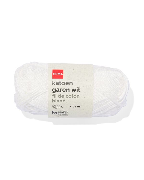 katoen garen 50g 105m wit - 60760014 - HEMA