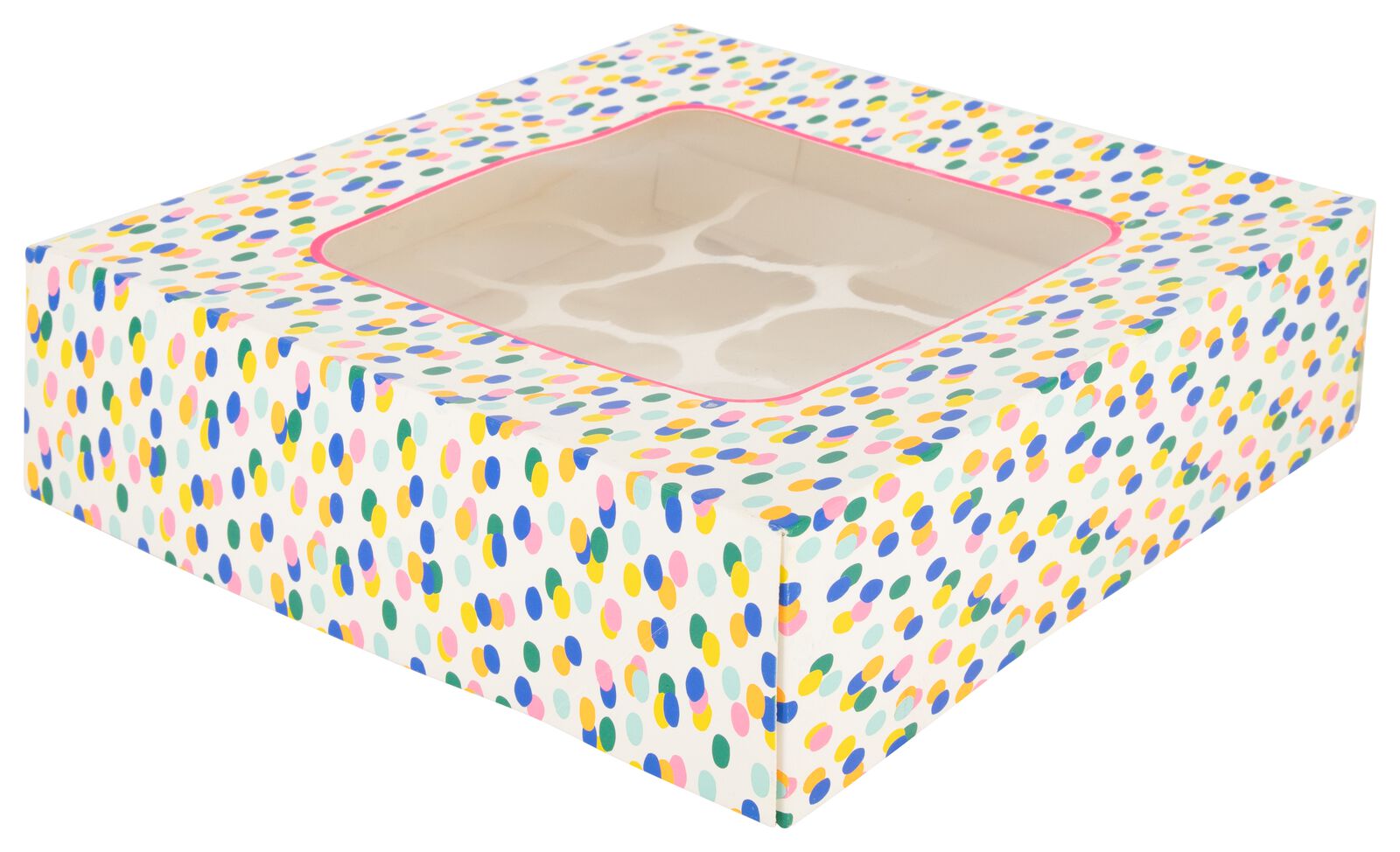 taartdoos 28x28x7.5 confetti - 80810149 - HEMA