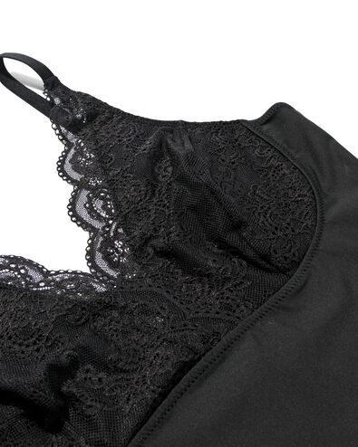 medium corrigerende damesbody met kant zwart zwart - 21550055BLACK - HEMA