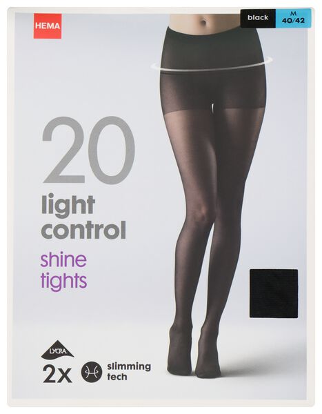 Oraal Milieuvriendelijk Mellow 2-pak panty light control shine 20 denier zwart - HEMA