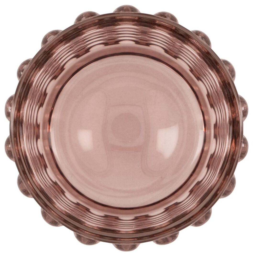 sfeerlichthouder glas met reliëf stippen Ø7x6.5 roze - 13322126 - HEMA