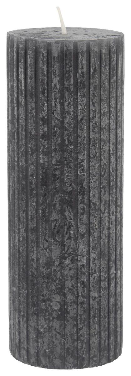 rustieke kaars met reliëf - 7x19 - zwart zwart 7 x 19 - 13502611 - HEMA