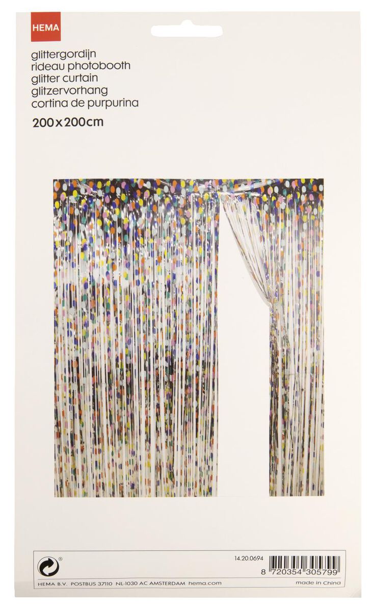 glittergordijn 200x200 confetti - 14200694 - HEMA