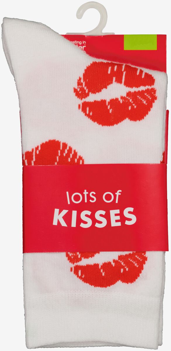 sokken met katoen lots of kisses gebroken wit - 1000029556 - HEMA