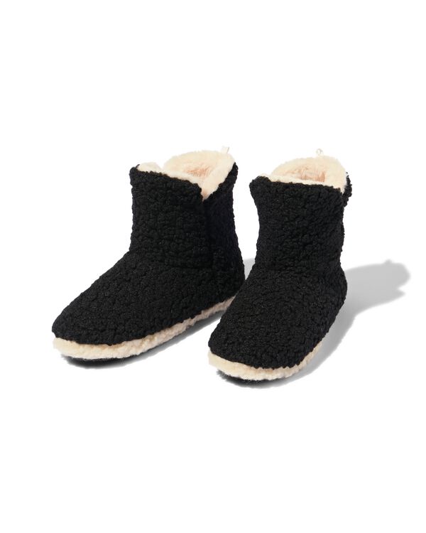 damessloffen teddy zwart zwart zwart - 34840080BLACK - HEMA