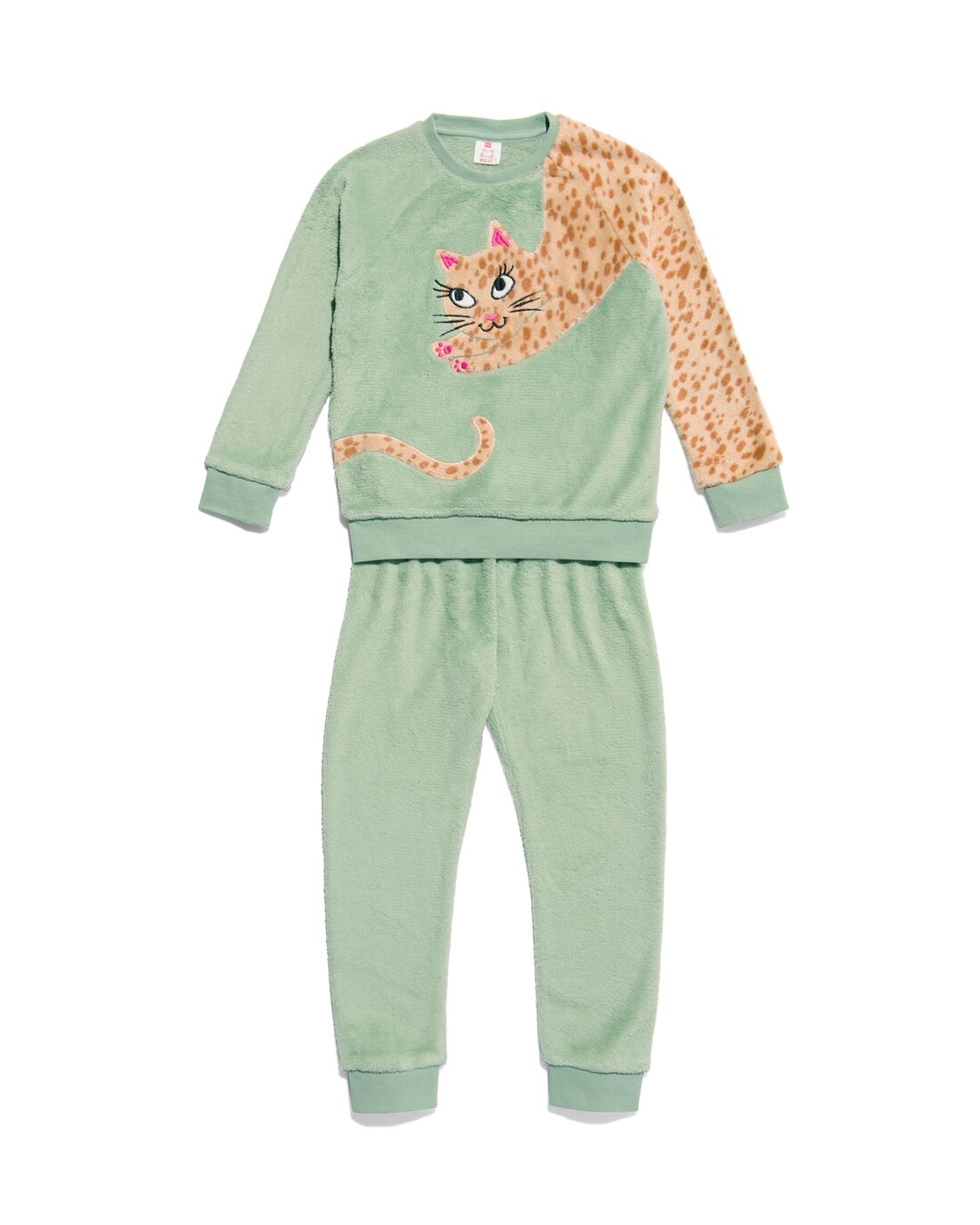 HEMA Kinder Pyjama Fleece Kat Lichtgroen (lichtgroen)