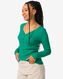 dames t-shirt Clara rib groen XL - 36256554 - HEMA
