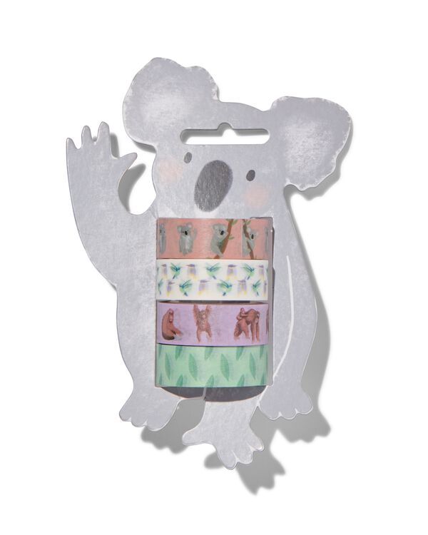 washi tape op kartonnen koala - 4 stuks - 14130090 - HEMA