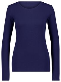 dames t-shirt Clara rib blauw blauw - 1000028451 - HEMA