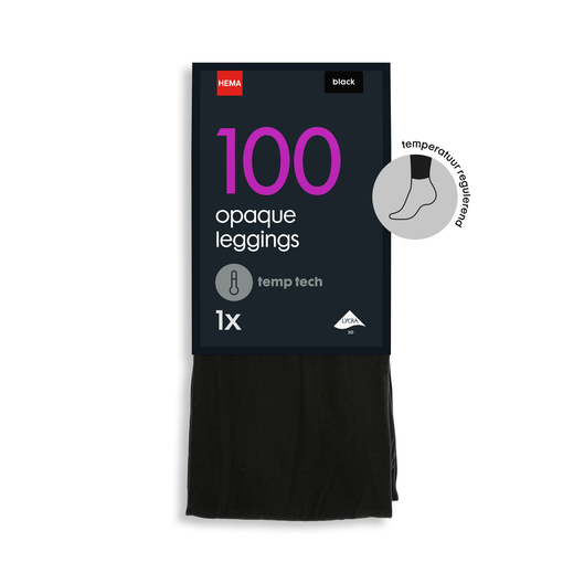 Millimeter hoop publiek temp tech legging 100denier zwart - HEMA