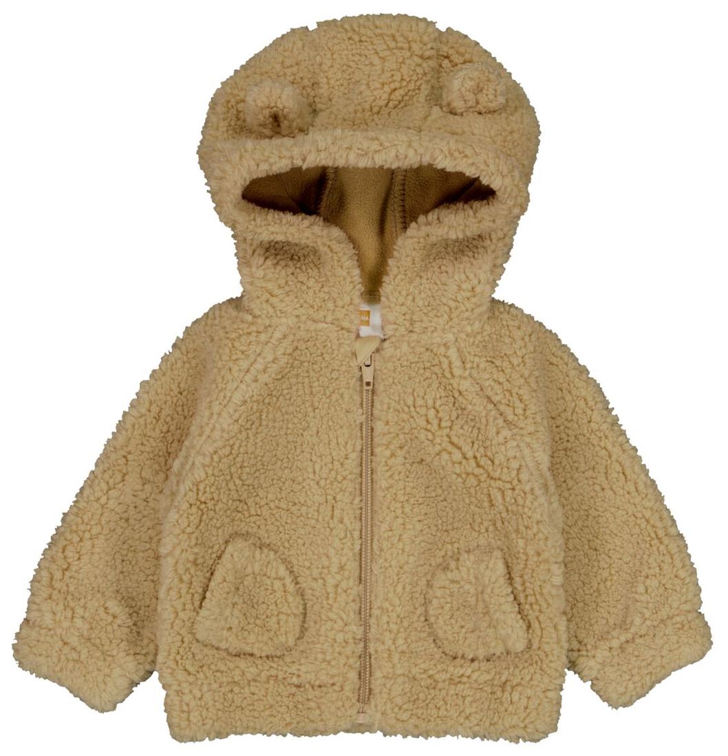 Sentimenteel kwaliteit bevroren newborn jas met capuchon teddy beige - HEMA