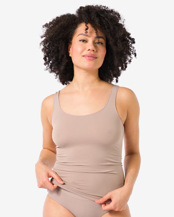 dameshemd naadloos micro beige beige - 19601014BEIGE - HEMA