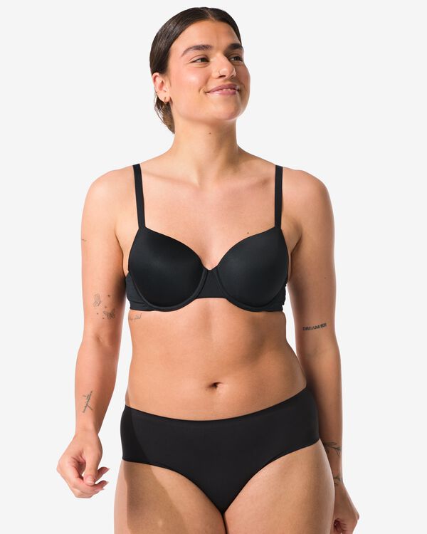 voorgevormde bh met beugel recycled/micro zwart zwart - 1000019365 - HEMA