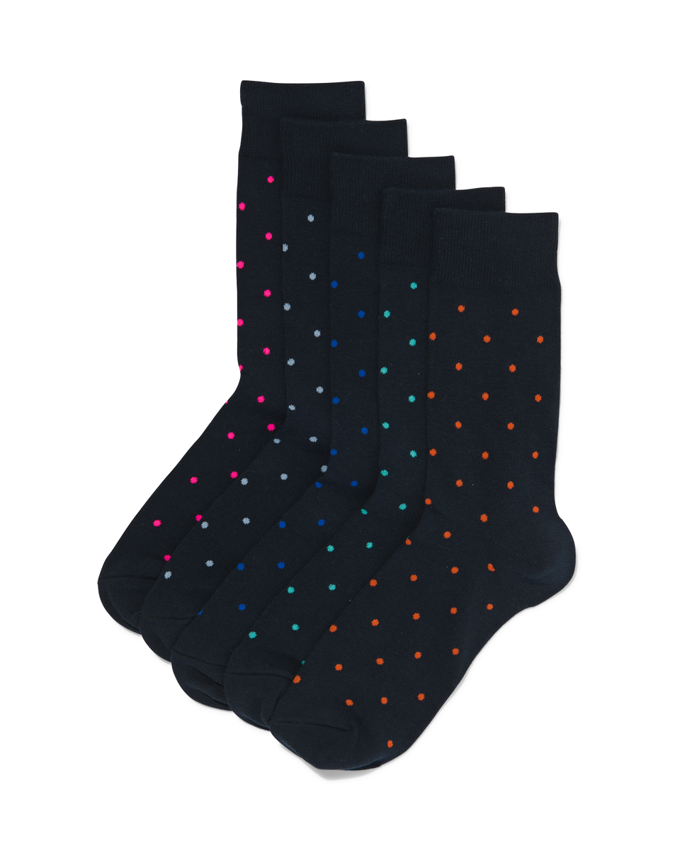 heren sokken met katoen stippen - 5 paar donkerblauw donkerblauw - 1000030647 - HEMA