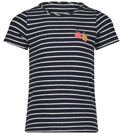 kinder t-shirt strepen en appel donkerblauw donkerblauw - 1000027492 - HEMA