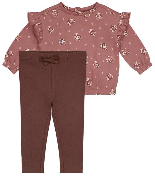 baby set trui en legging bloemen roze - 1000026309 - HEMA