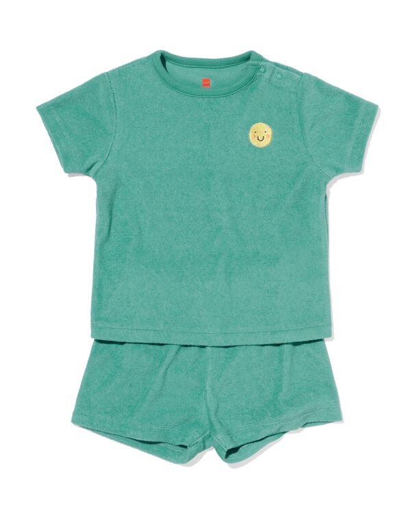 babypyjama badstof gezichtje groen groen - 33377640GREEN - HEMA