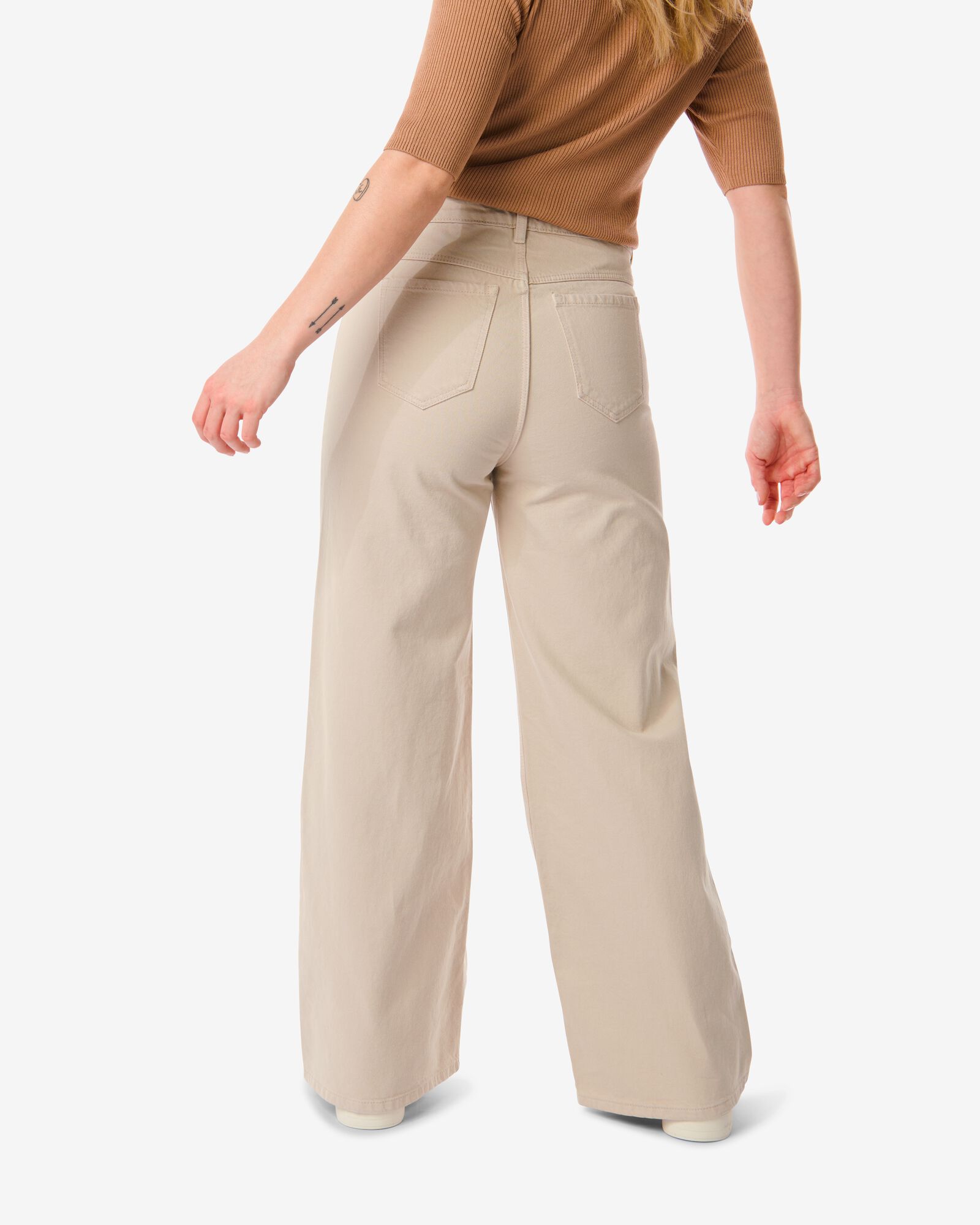 dames jeans wide leg beige - 1000030363 - HEMA