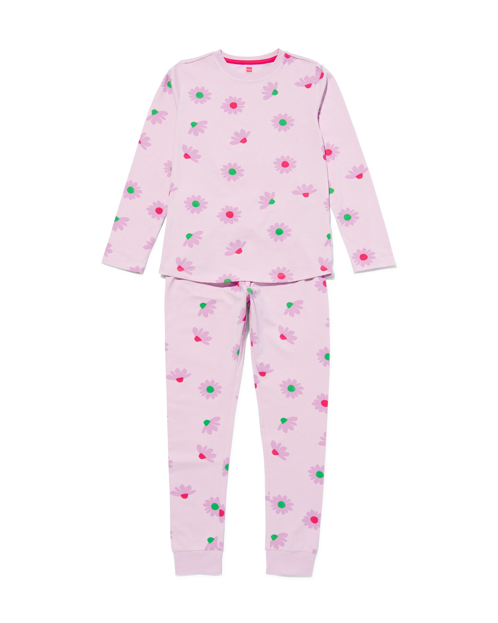 kinder pyjama stretch katoen bloemen lila lila - 23011580LILAC - HEMA