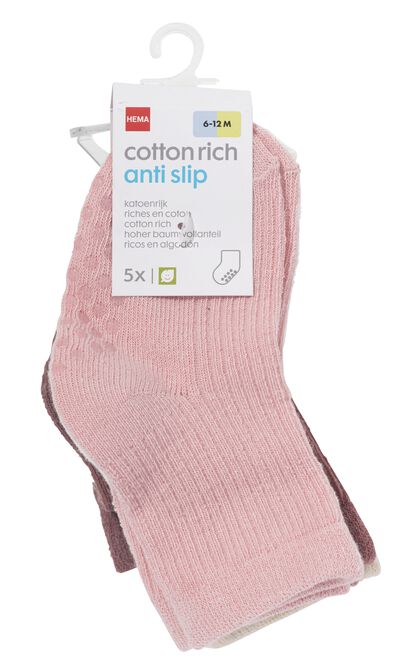 baby sokken met katoen - 5 paar roze 24-30 m - 4770345 - HEMA