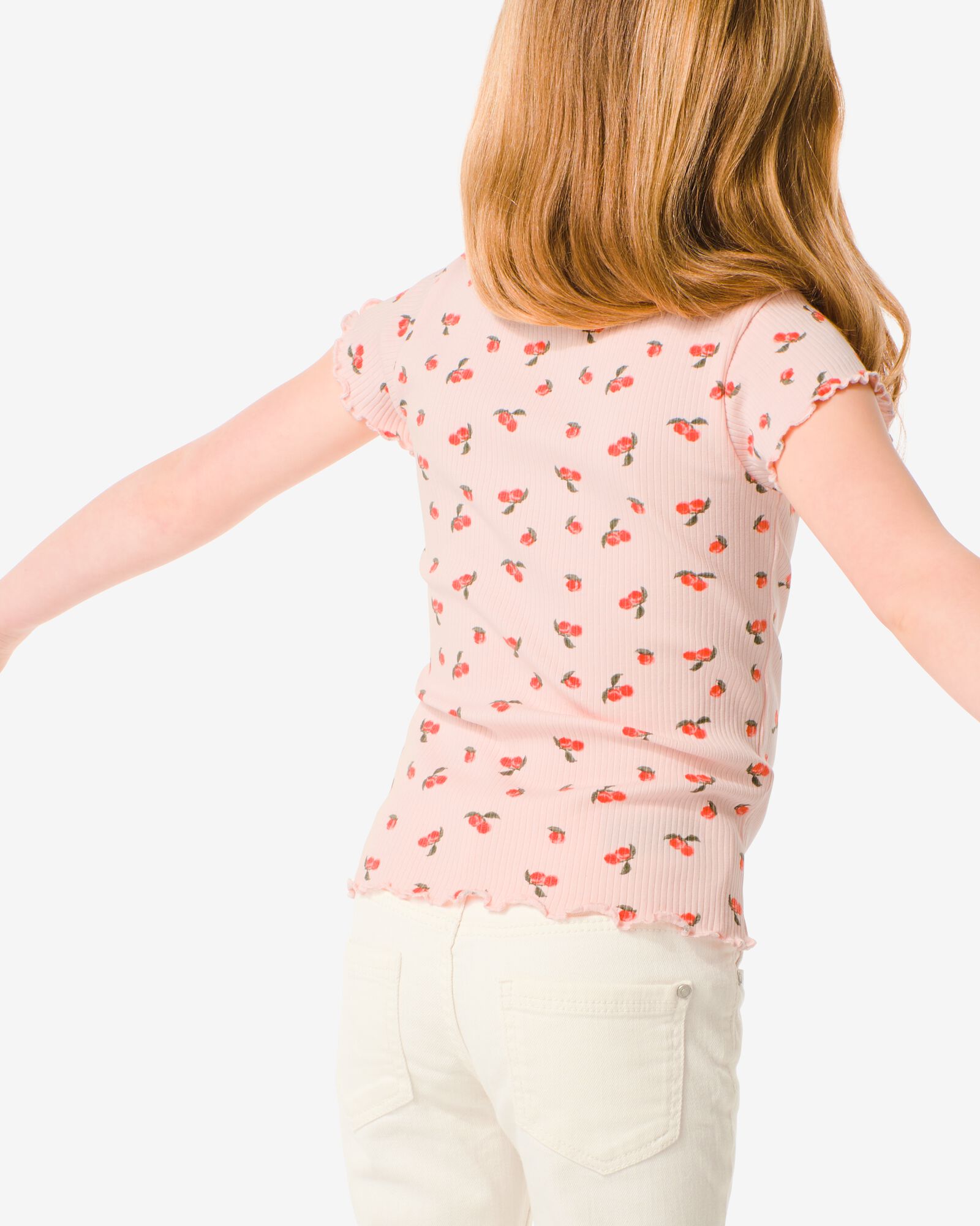 kinder t-shirt met ribbels roze - 1000030747 - HEMA