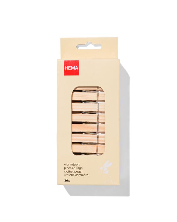 wasknijpers hout - 36 stuks - 20520035 - HEMA