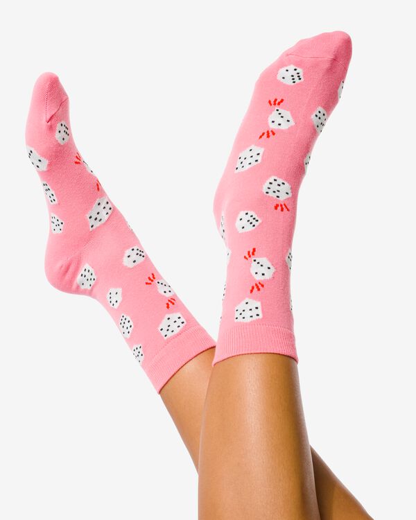 sokken met katoen take a chance roze roze - 4141145PINK - HEMA