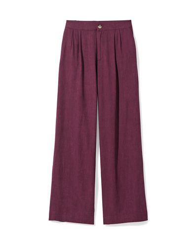 damesbroek Selma met linnen donkerrood - 36200460DARKRED - HEMA