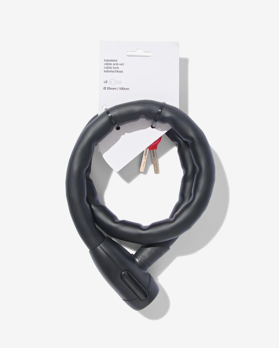 kabelslot 100cm Ø25mm zwart - 41151005 - HEMA