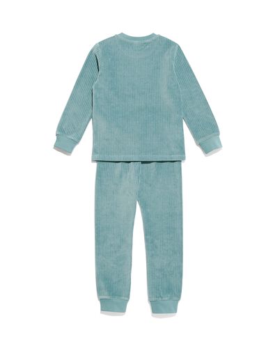 kinder pyjama rib velours middenblauw 122/128 - 23060484 - HEMA
