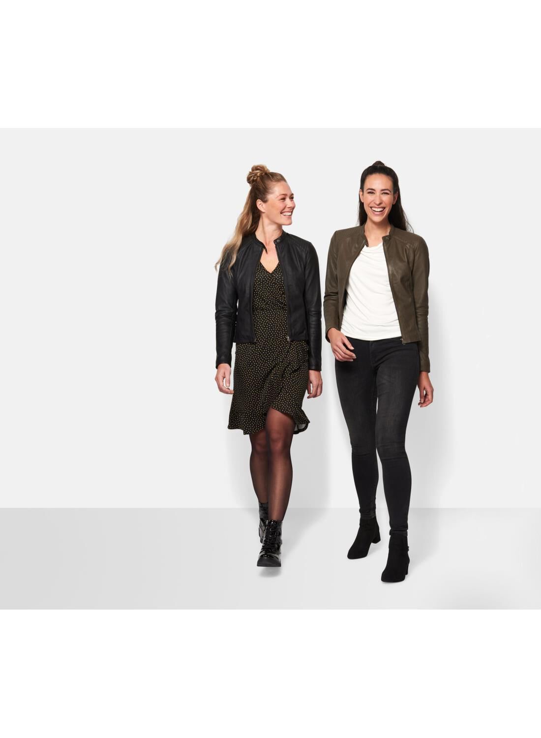 blazer met leren mouwen