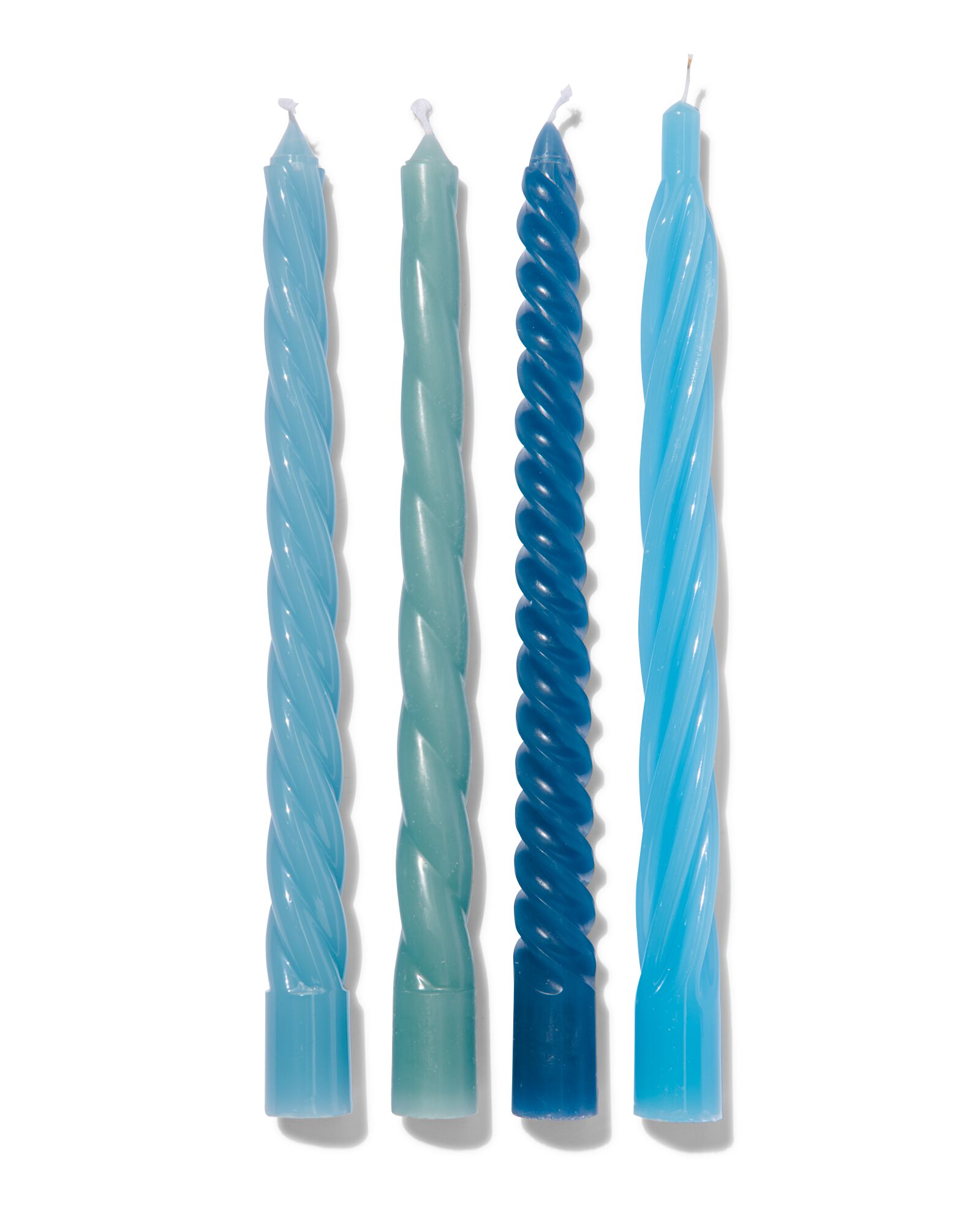 kaarsen met twist Ø2x25 blauw - 4 stuks - 13506029 - HEMA