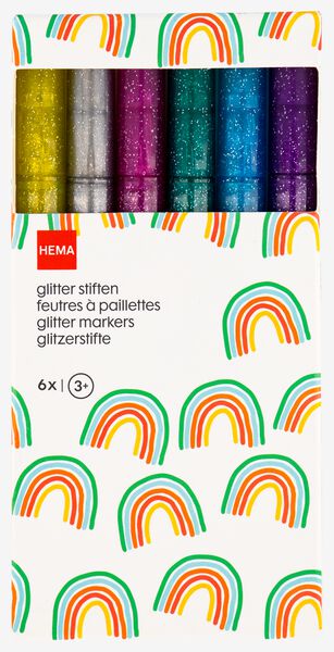 glitter stiften - 6 stuks - 15990221 - HEMA