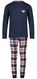 kinder pyjama katoen/flanel met ruiten donkerblauw donkerblauw - 1000028988 - HEMA