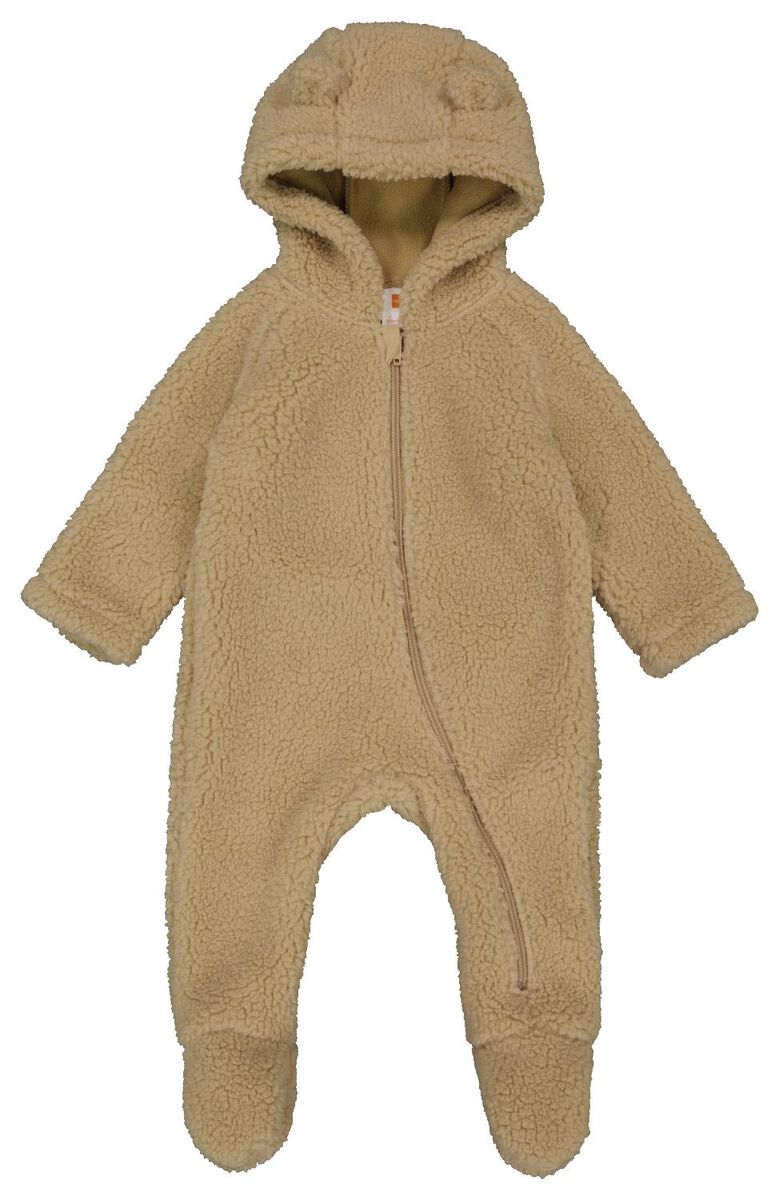 Uitdrukking sla Purper newborn pak met capuchon teddy beige - HEMA
