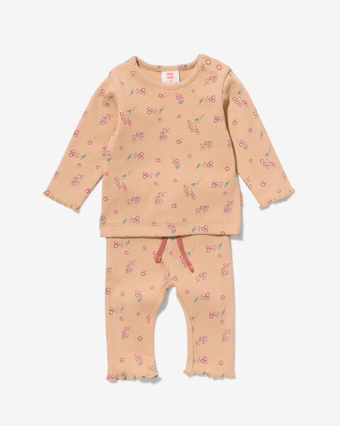 newborn kledingset legging en shirt met ribbels - 1000029845 - HEMA