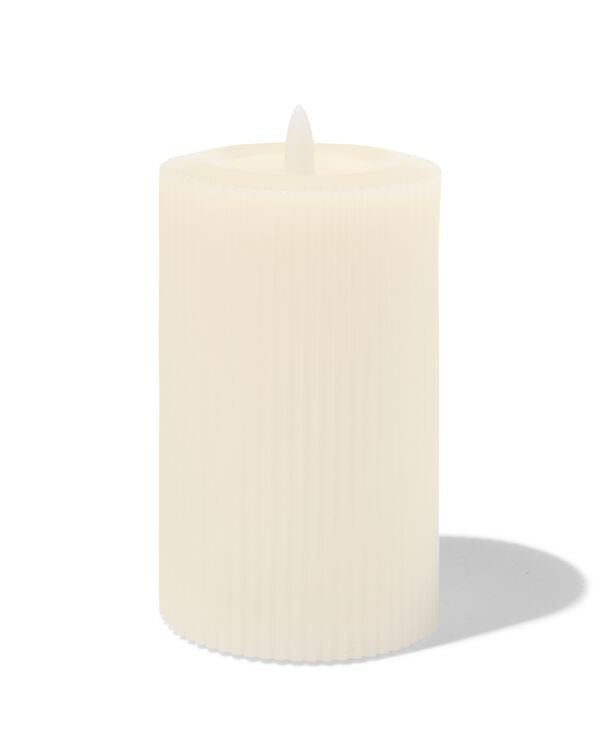 LED ribbel kaars met wax Ø7.5x12.5 ivoor - 13550060 - HEMA