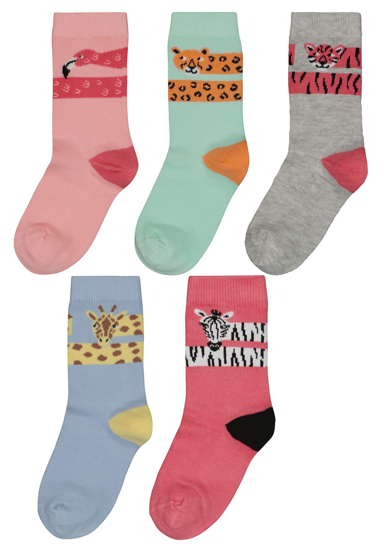 kindersokken animal - 5 paar multi - 1000026512 - HEMA