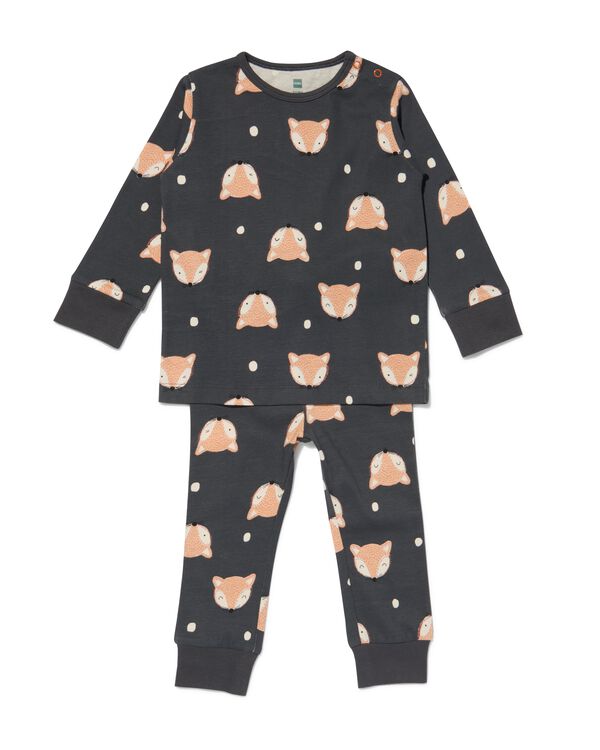baby pyjama katoen vos donkergrijs donkergrijs - 33398120DARKGREY - HEMA
